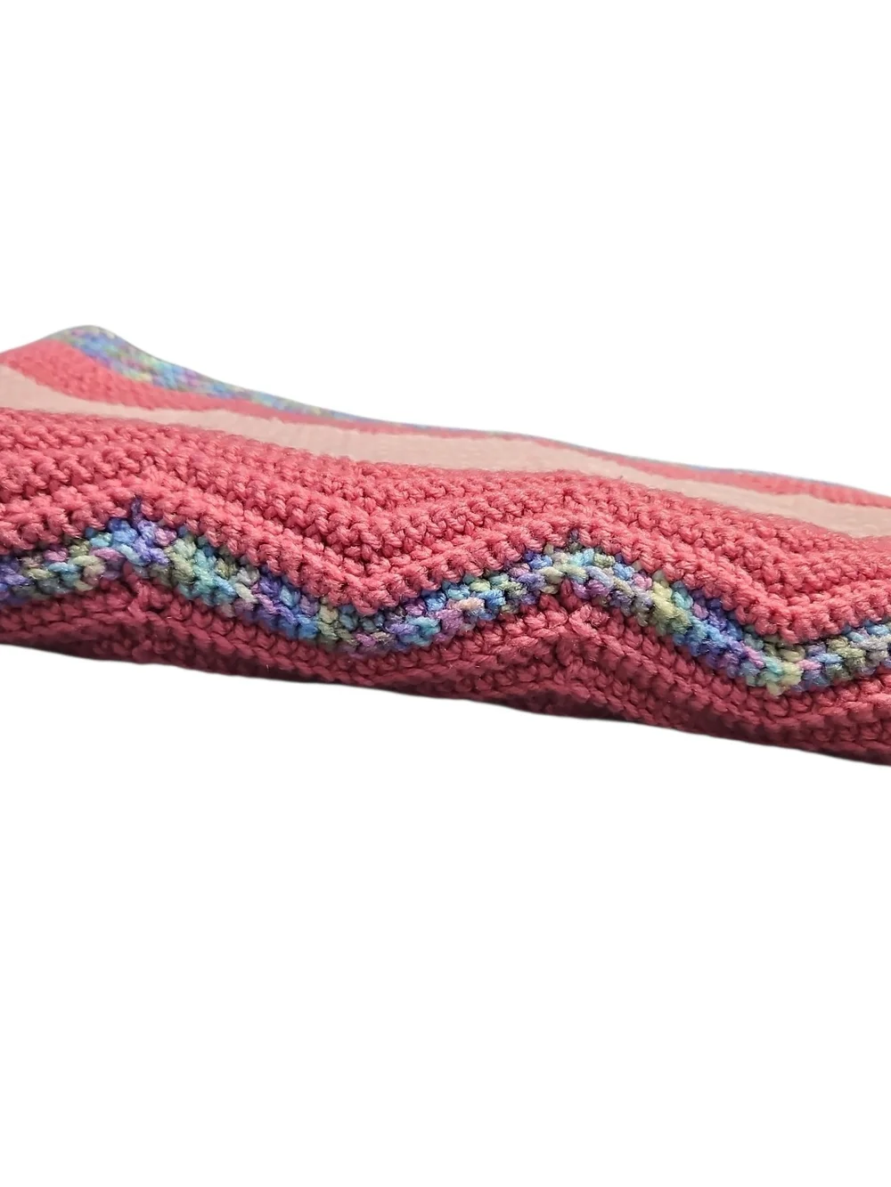 Chevron Hand Knit Throw Baby Blanket in Pink & Blue